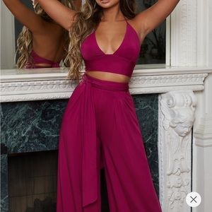 Oh Polly hang loose halter and trouser magenta size 8